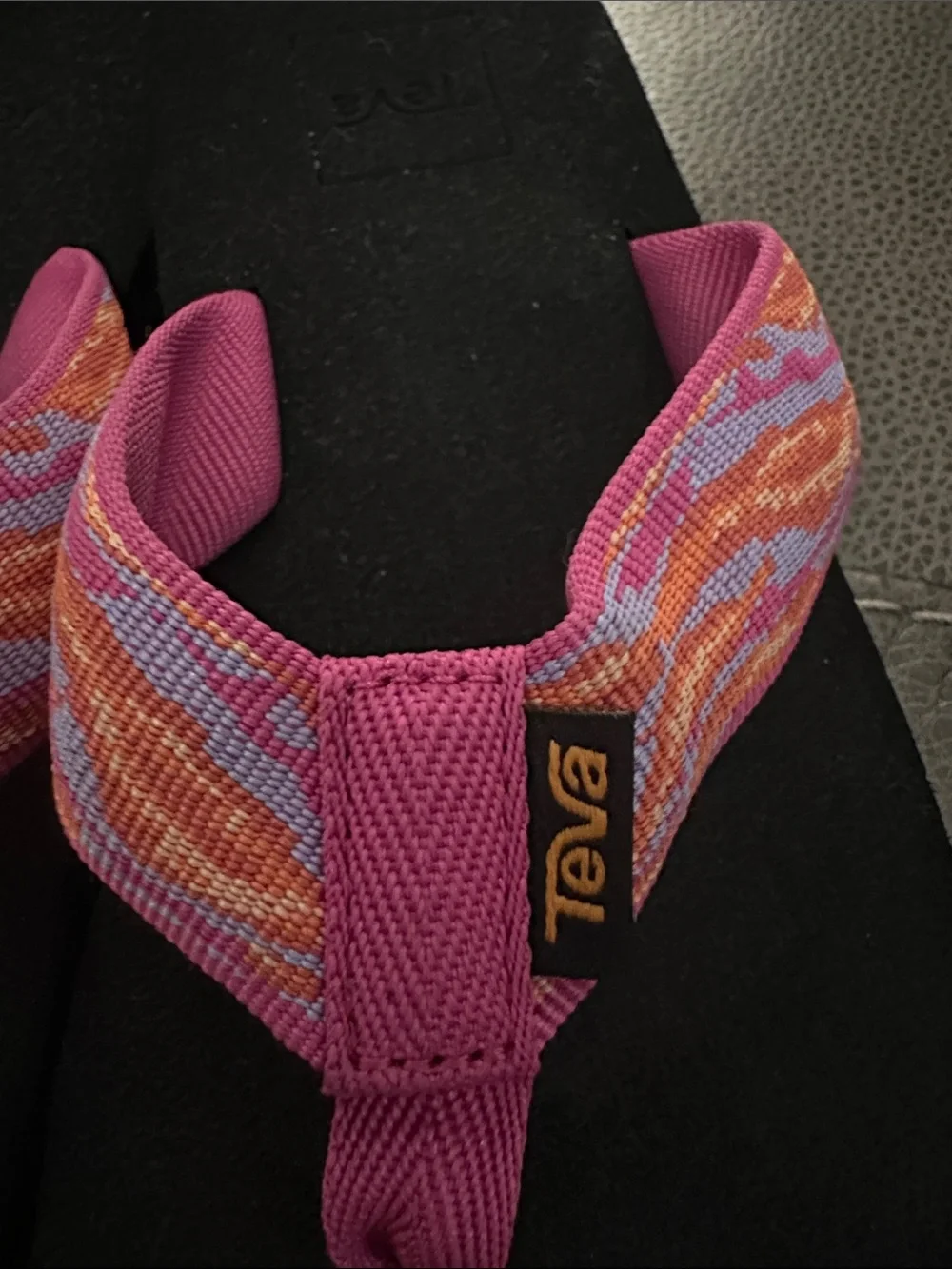 Teva girls Pink &  Orange Patterned Strap Flip Sandals